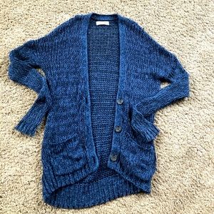 Womens Hollister loose weave cardigan sweater. Sz XS/S navy blue.